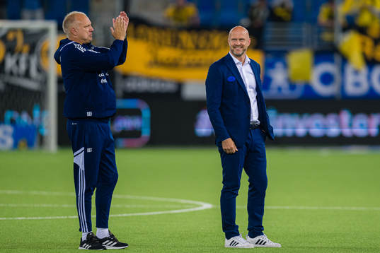 Dag-Eilev Fagermo, head coach of Vålerenga, and Joacim Jonsson, sports director of Vålerenga,