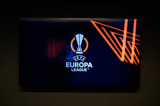 Logo for the UEFA Europa League ahead of the group stage match between Malmö FF and Braga on September 8, 2022 in Malmö. 