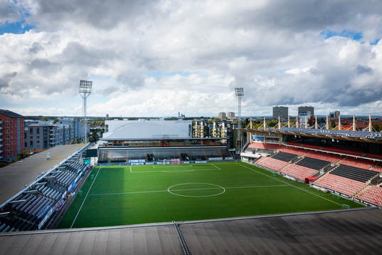 Drönarvy över Behrn Arena