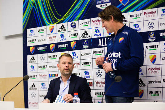 IFK Göteborgs tränare Mikael Stahre och Djurgårdens tränare Thomas Lagerlöf