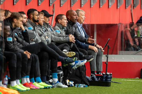 Malmö FFs assisterande tränare Jeffrey Aubynn och tränare Åge Hareide