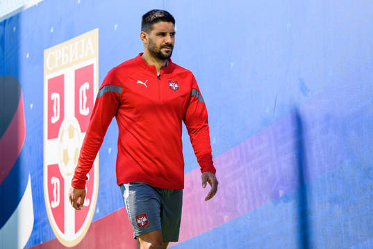 Stefan Mitrovic ahead of a training session with the Serbian national football team on September 23, 2022 in Belgrade. 