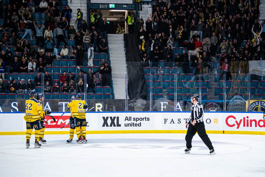Södertäljes Nikola Pasic jublar med Albert Sjöberg