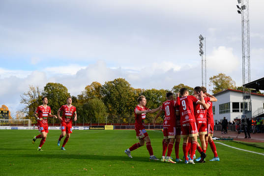 Skövdes spelare jublar