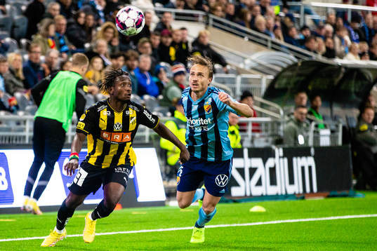 Häckens Ibrahim Sadiq och Djurgårdens Pierre Neurath Bengtsson
