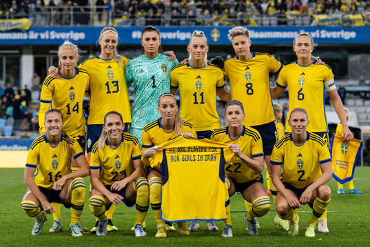 The starting eleven of Sweden pose for a team photo