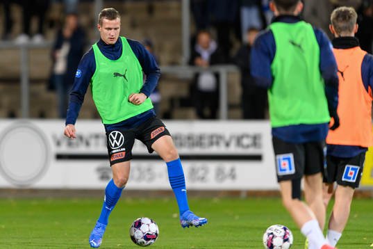 Halmstads Alexander Berntsson före fotbollsmatchen i