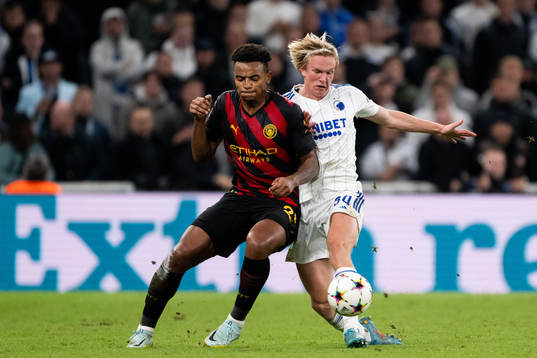 Manuel Akanji of Man City and Victor Kristiansen of
