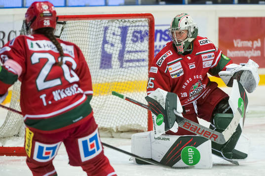 Modos målvakt Lauren Bench  och Erin Taylor Wabick