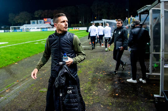 Trelleborgs tränare Kristian Haynes innan fotbollsmatchen i Superettan mellan Trelleborg och Örebro den 17 oktober 2022 i Trelleborg. 