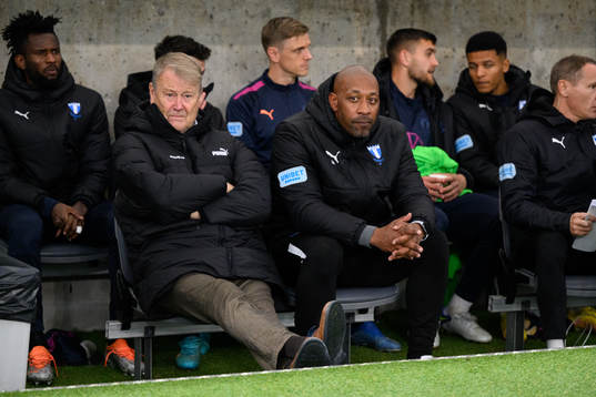 Malmö FFs tränare Åge Hareide och assisterande tränare