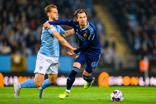 Malmö FFs Felix Beijmo och Djurgårdens Gustav Wikheim