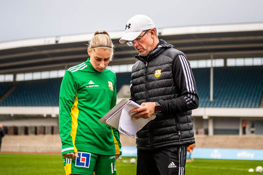 Åhus tränare Jörgen Carlsson och Malin Winberg