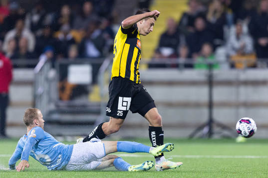 Malmö FFs Oscar Lewicki och Häckens Kristoffer Lund Hansen