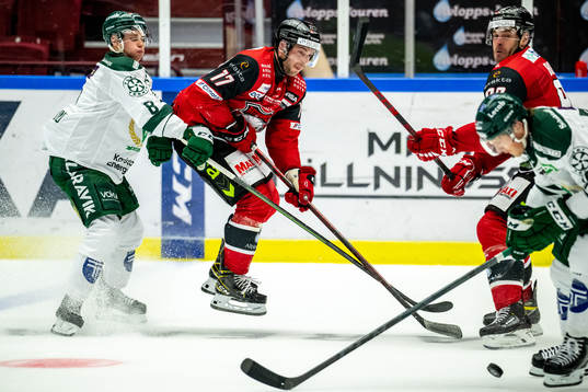 Färjestads Anton Berglund  och Malmö Redhawks Pathrik