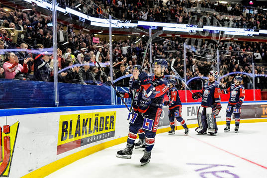 Linköpings spelare med Craig Schira jublar