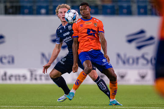 Sebastian Jarl of Kristiansund and Ebiye Moses of Aalesund