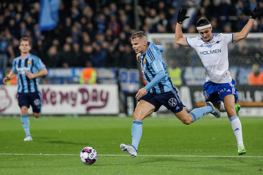 Djurgårdens Elias Andersson och IFK Norrköpings Jonathan Levi