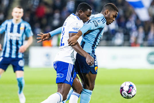 IFK Norrköpings Godswill Ekpolo Egbulu och Djurgårdens Joel Asoro