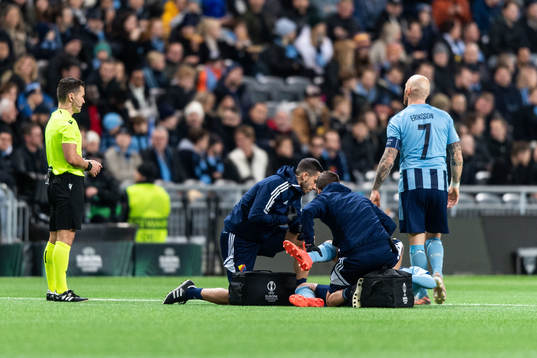 Kalle Holmberg of Djurgården in pain