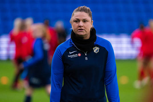 Kim Maria Sundlöv of Stabæk warms up ahead of the women’s cup final match between Brann and Stabæk on November 5, 2022 in Oslo.