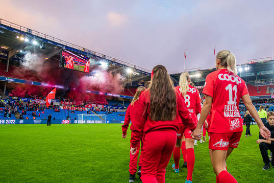 Spectators in the stands ahead of the women’s cup final match between Brann and Stabæk on November 5, 2022 in Oslo.