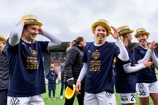 FC Rosengårds Fiona Brown och Jessica Wik jublar