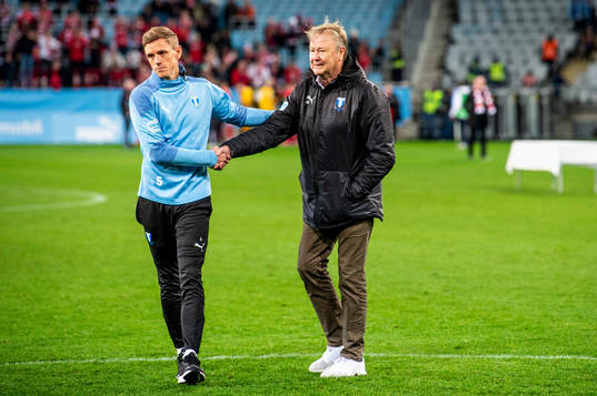 Malmö FFs Søren Rieks och tränare Åge Hareide