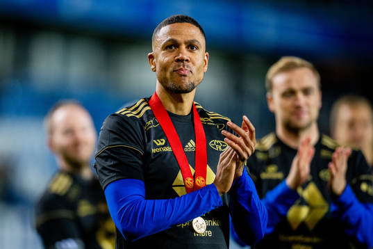 Mathis Bolly of Molde celebrates winning the league