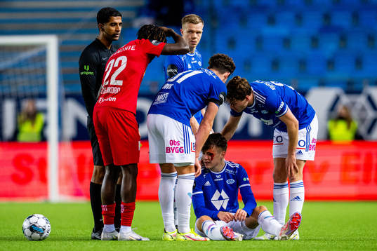 Johan Johanessen Bakke of Molde in pain