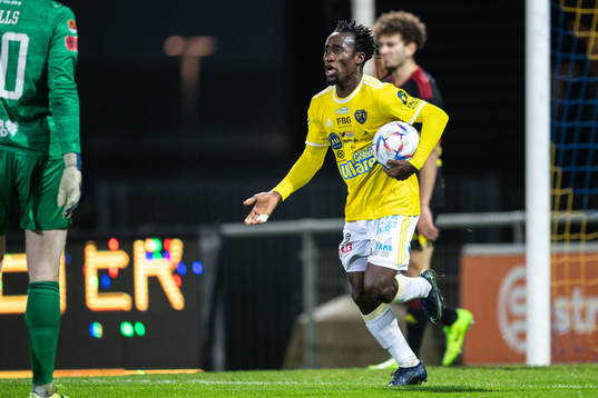 Falkenbergs FFs Godwin Aguda efter 1-1