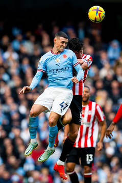 Phil Foden of Manchester City and Christian Nørgaard of