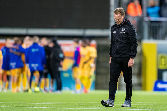 Christian Michelsen, head coach of Kristiansund, looks dejected