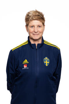 Elisabeth Leidinge, målvaktsinstruktör, poserar för ett porträtt