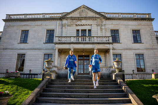 Ola Brynhildsen and Marius Lode of the Norwegian national football team ahead of a training session on November 18, 2022 in Dublin. 