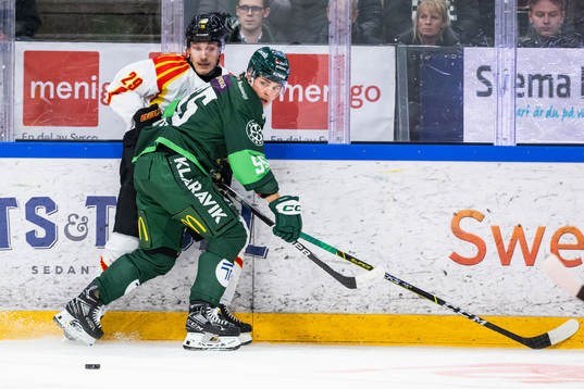 Brynäs Oscar Birgersson och Färjestads Max Lindroth