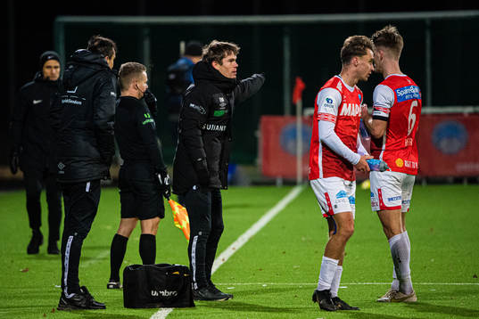 Eirik Vespestad Mæland, head coach of Kongsvinger, and Harald Holter of Kongsvinger