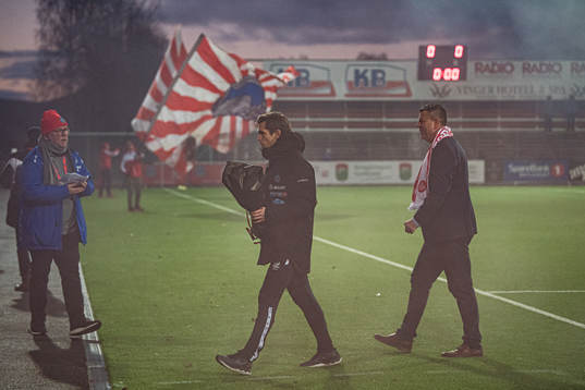 Eirik Vespestad Mæland, head coach of Kongsvinger, ahead of the Eliteserien playoff football match between Kongsvinger and Sandefjord on November 19, 2022 in Kongsvinger.