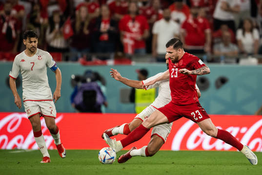 Issam Jebali of Tunisia and Pierre-Emile Højbjerg of