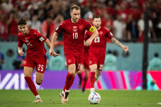 Jesper Lindstrøm and Christian Eriksen of Denmark