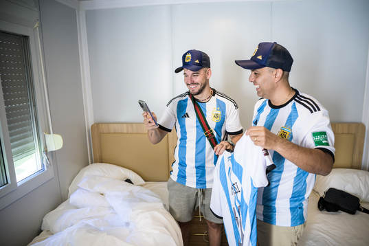 Nico Lorenzonn and Raul from Argentina with a Messi jersey