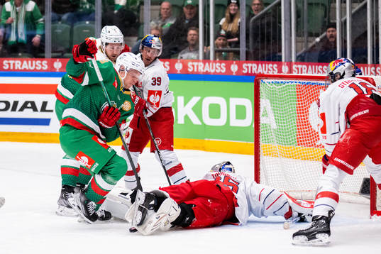 Linus Sandin and Anton Bengtsson of Rögle in action