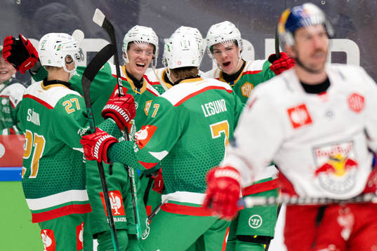 Oliver Tärnström of Rögle celebrates the 3-0 goal