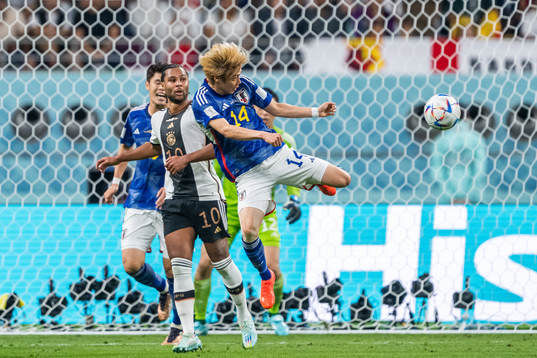 Serge Gnabry of Germany  with Hiroki Sakai and Junya Ito of