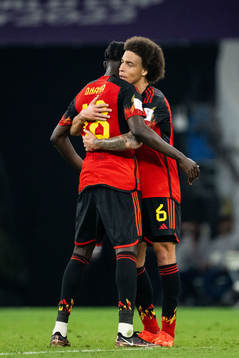 Amadou Onana and Axel Witsel of Belgium
