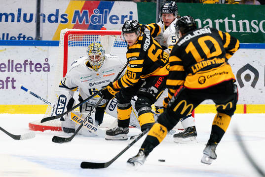 HV71s målvakt Joni Ortio och Skellefteås Pär Lindholm