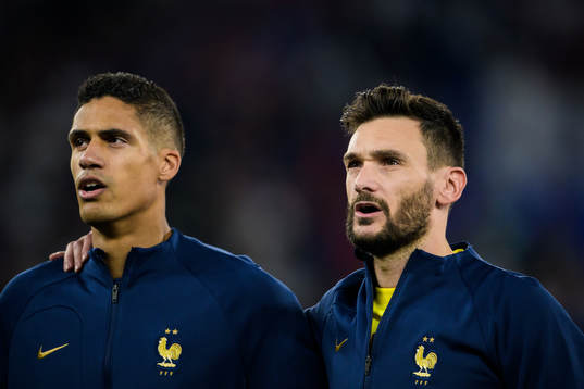 Raphael Varane and goalkeeper Hugo Lloris of France