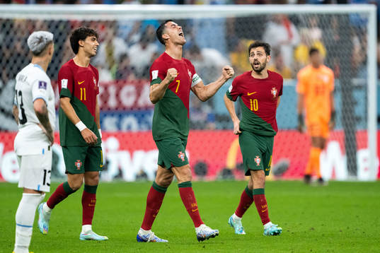 Cristiano Ronaldo of Portugal celebrates 1-0 by Bruno