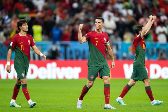 Cristiano Ronaldo of Portugal celebrates 1-0 by Bruno