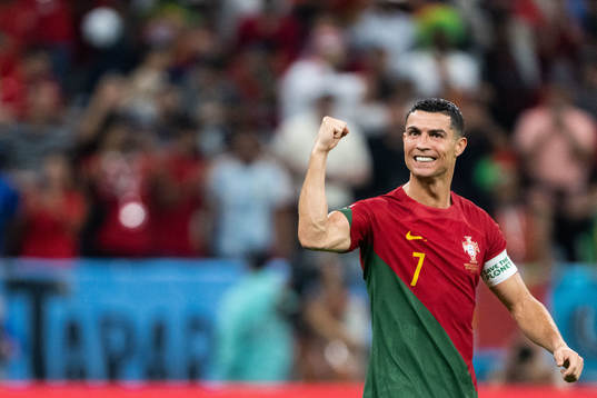 Cristiano Ronaldo of Portugal celebrates 1-0 by Bruno